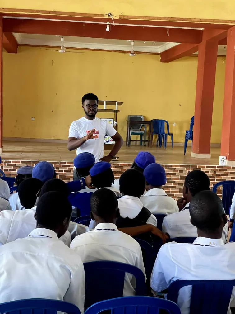 Makkan Innovation's CEO speaking to secondary school students at a Resilient by Design session.