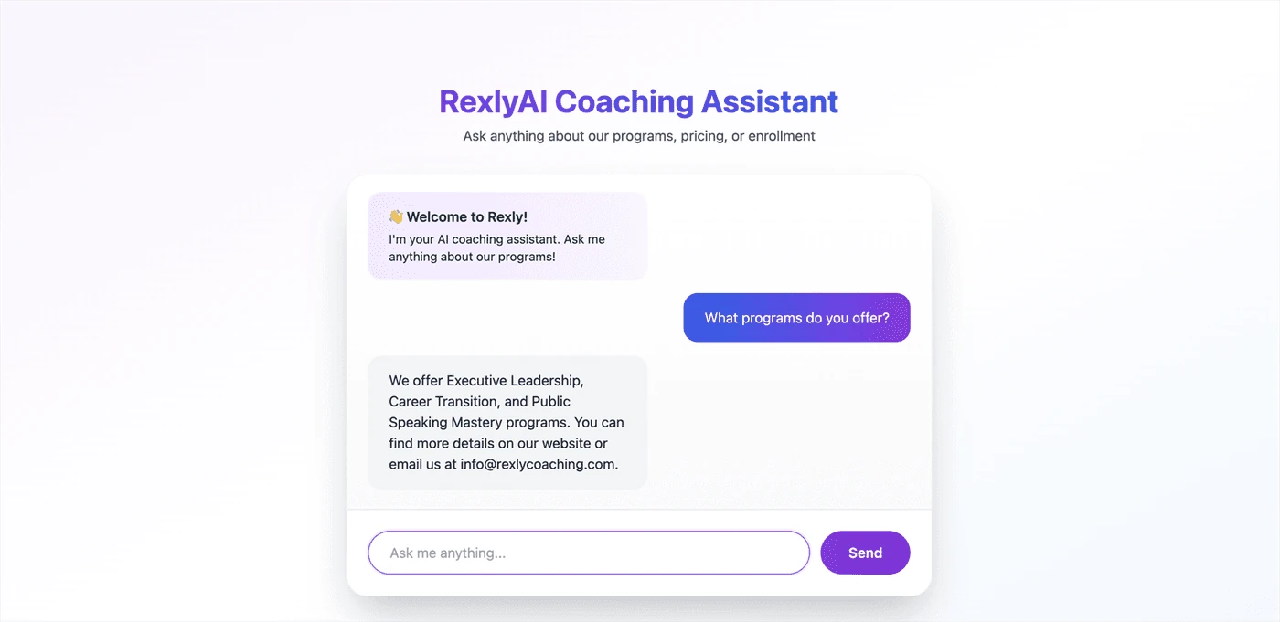 Rexly Chatbot screenshot 1
