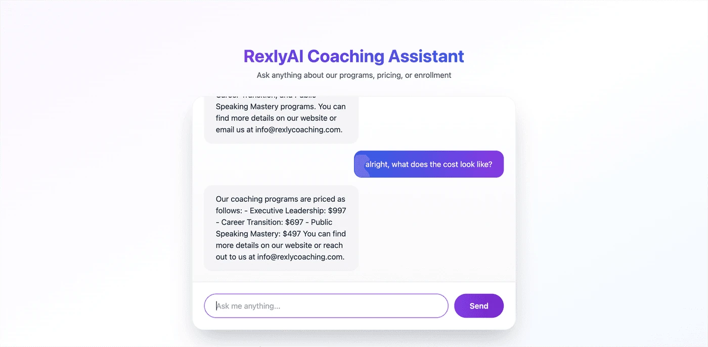 Rexly Chatbot screenshot 2